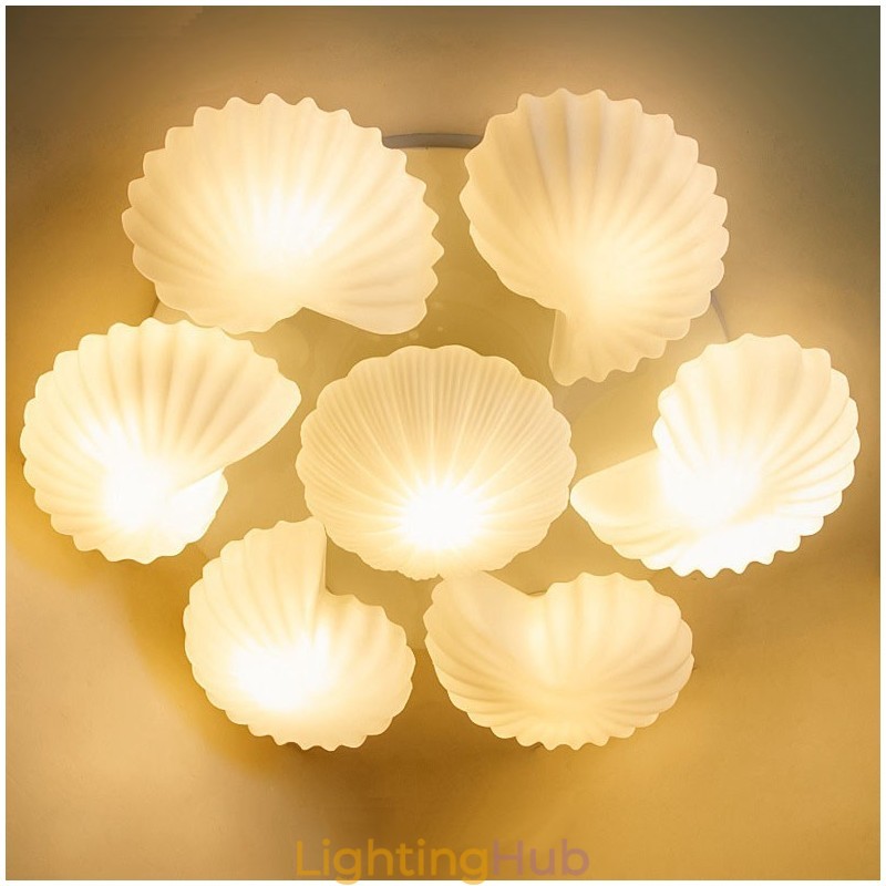 7 Light Traditional Classic Integrated Chandelier with Glass Shade