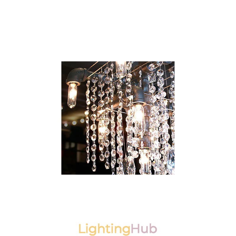 North American Style Characteristic Crystal 9 Light Chandelier In Pipe Design