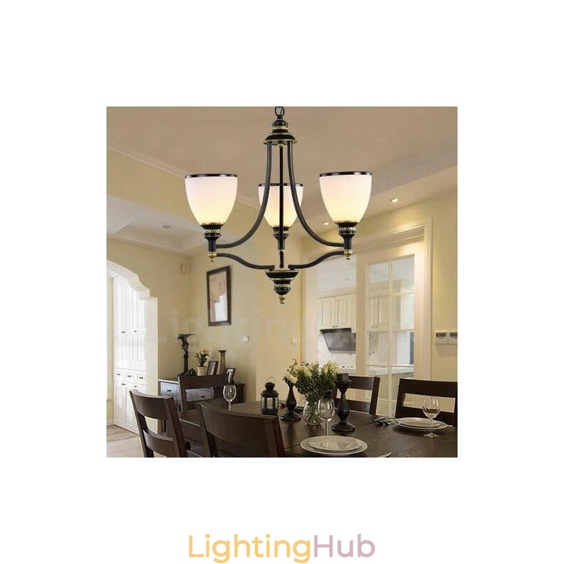 3 Light Rustic Lodge Integrated Metal Chandelier