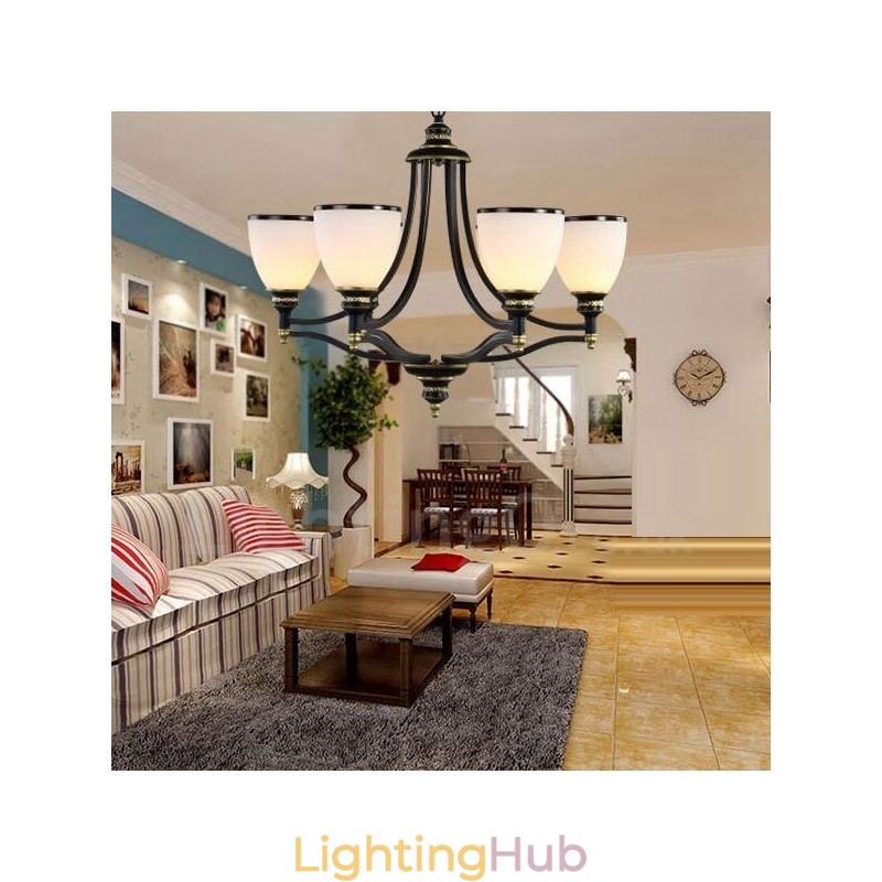 6 Light Rustic Lodge Integrated Metal Chandelier