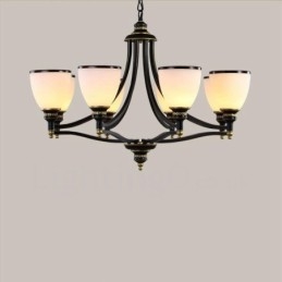 8 Light Rustic Lodge Integrated Metal Chandelier