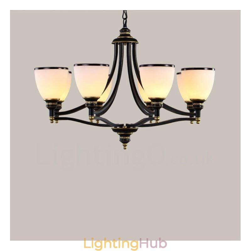 8 Light Rustic Lodge Integrated Metal Chandelier