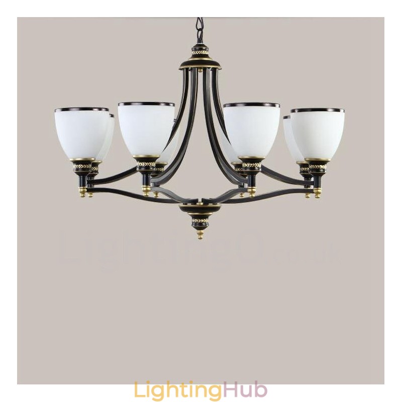 8 Light Rustic Lodge Integrated Metal Chandelier