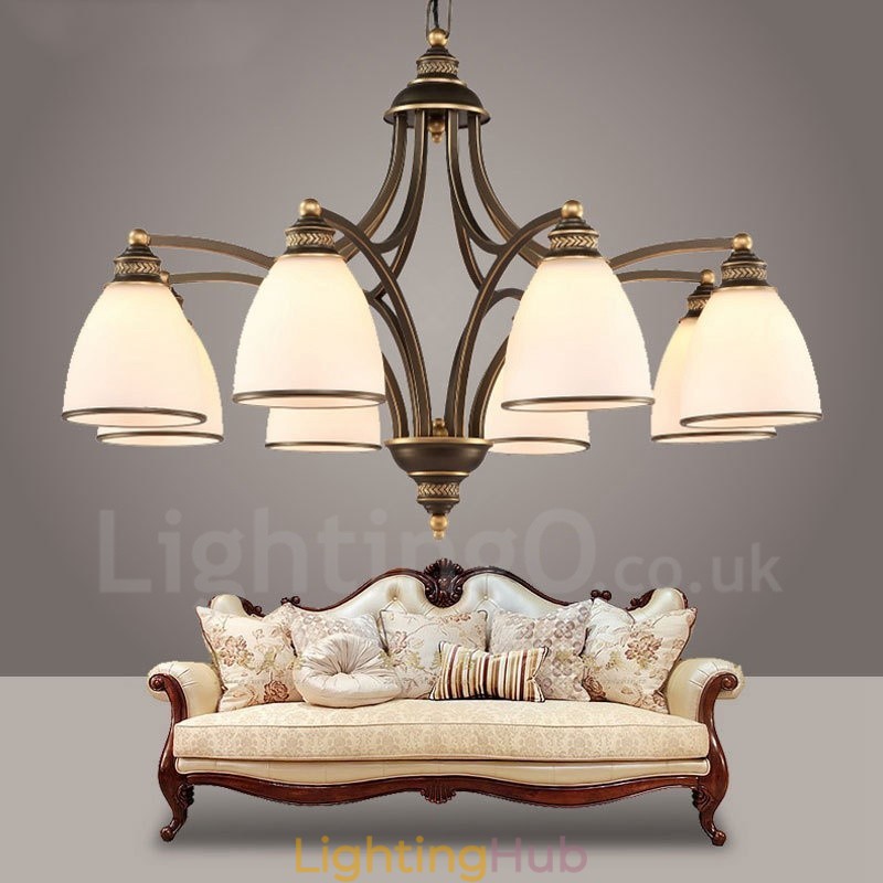 8 Light Rustic Lodge Integrated Metal Chandelier