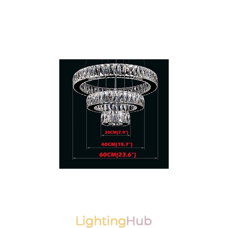 Crystal Pendant Light Modern Lighting Three Rings D204060 K9 Large Crystal Ceiling Lights Fixtures