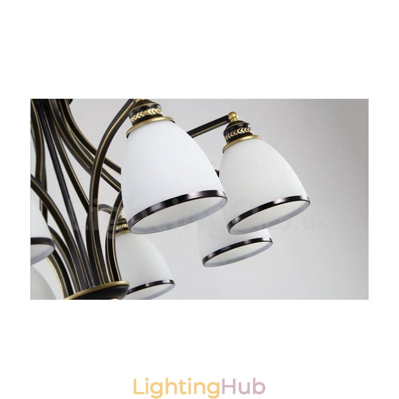 8 Light Rustic Lodge Integrated Metal Chandelier