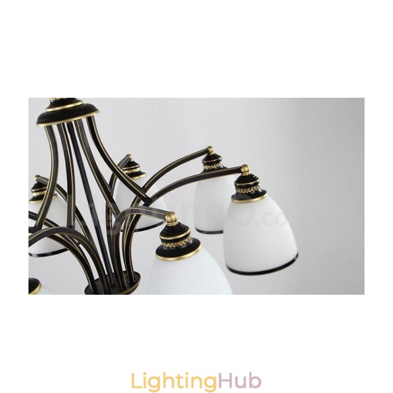8 Light Rustic Lodge Integrated Metal Chandelier