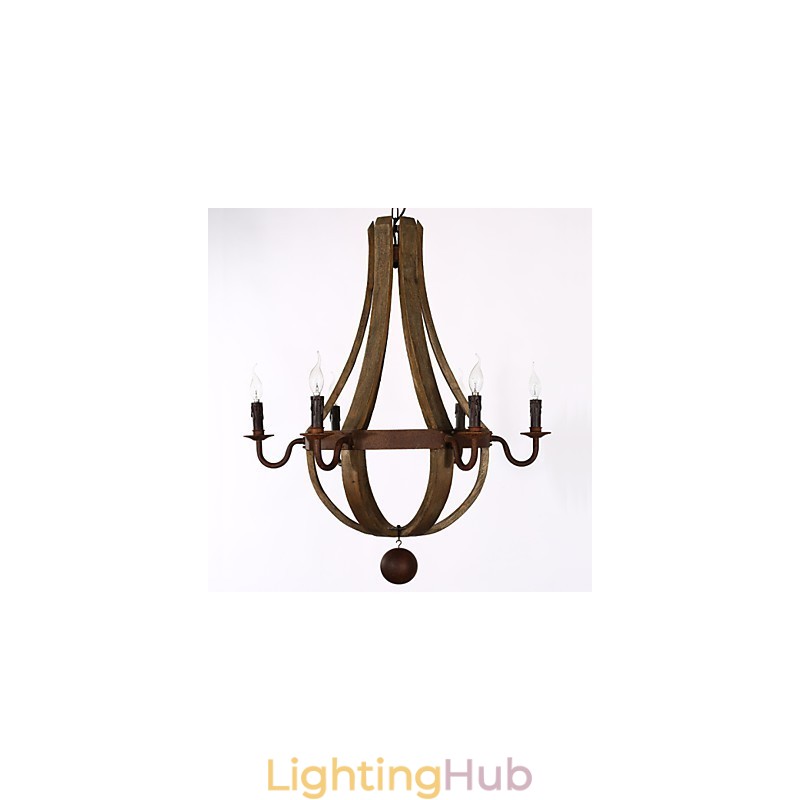 Vintage Amercian Rustic Wooden Pendant Winerel Chandelier Lamp Liviing and Lamp