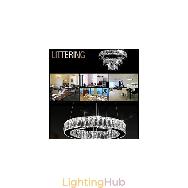 Crystal Pendant Light Modern Lighting Three Rings D204060 K9 Large Crystal Ceiling Lights Fixtures