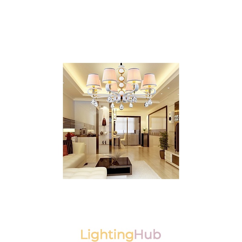 Fabric Chandelier 8 Light Modern Minimalist High Grade Lamp