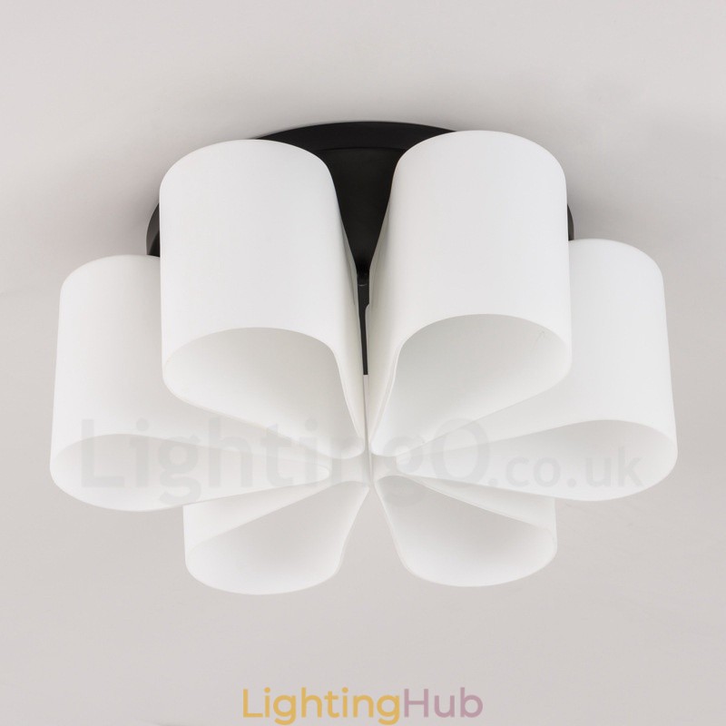6 Light Rustic Lodge Integrated Flush Mount Light