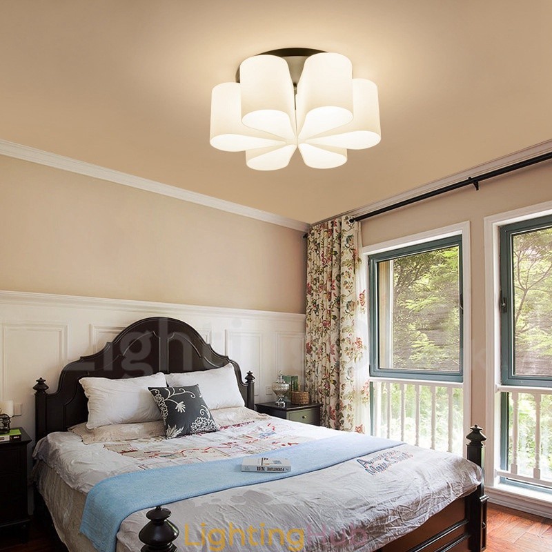 6 Light Rustic Lodge Integrated Flush Mount Light