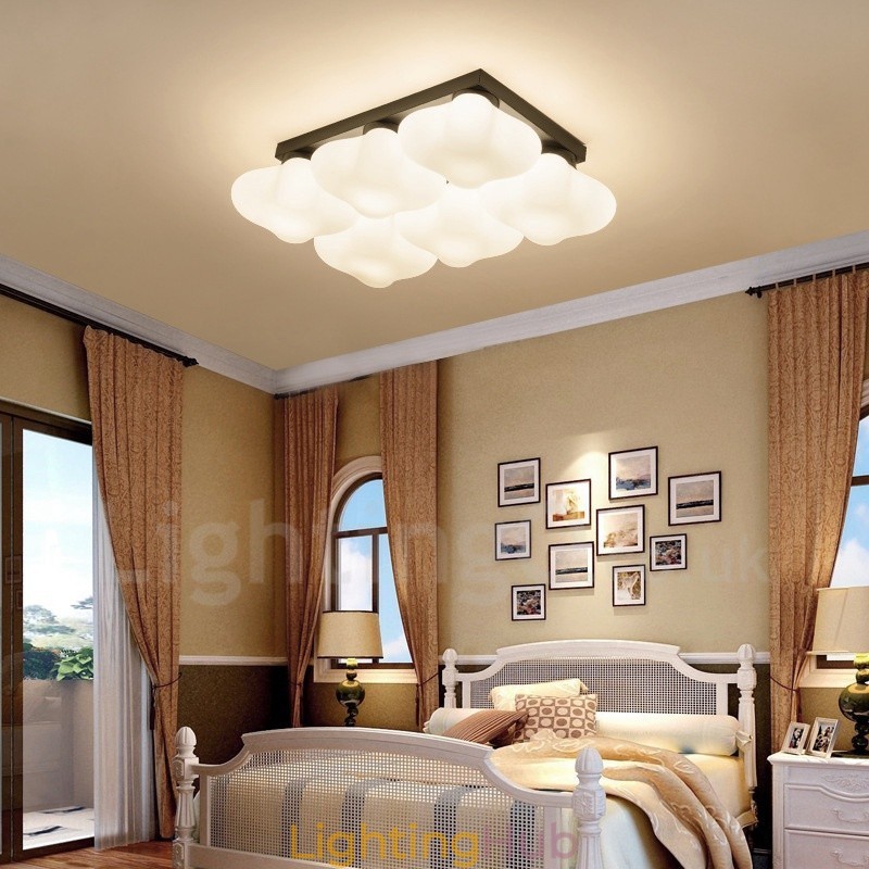 6 Light Rustic Lodge Integrated Flush Mount Light