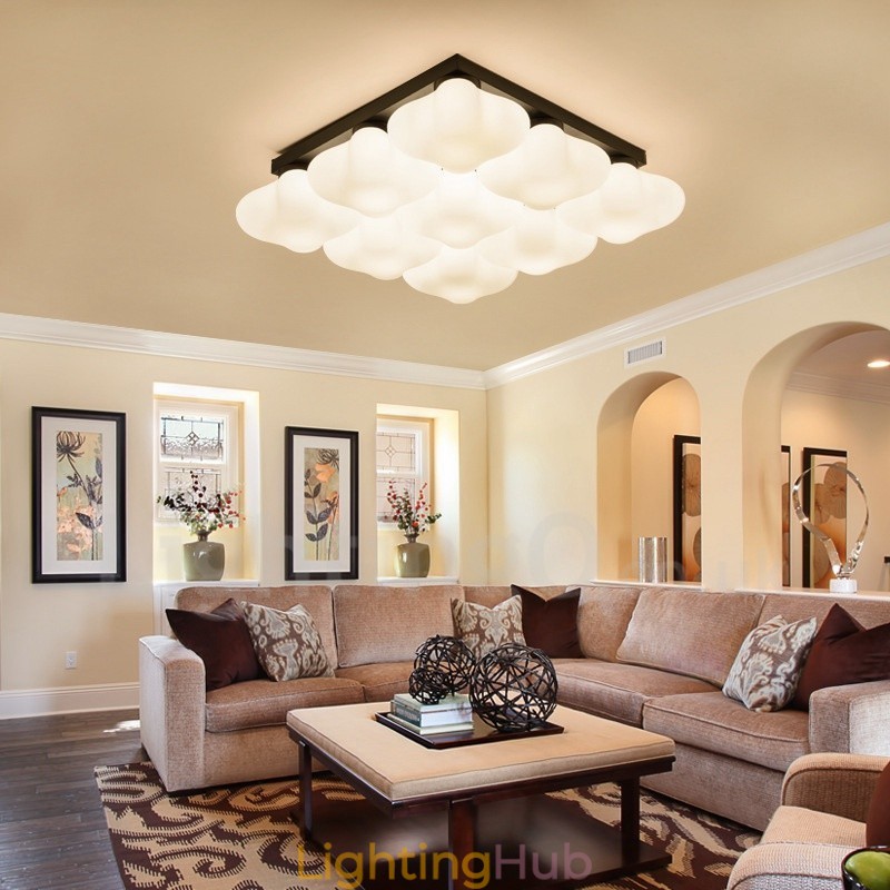 9 Light Rustic Lodge Integrated Flush Mount Light
