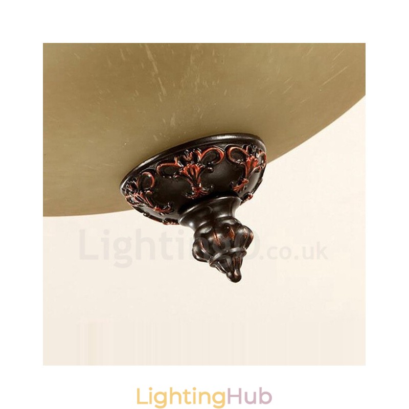 Single Light Rustic Lodge Integrated Metal Flush Mount Light