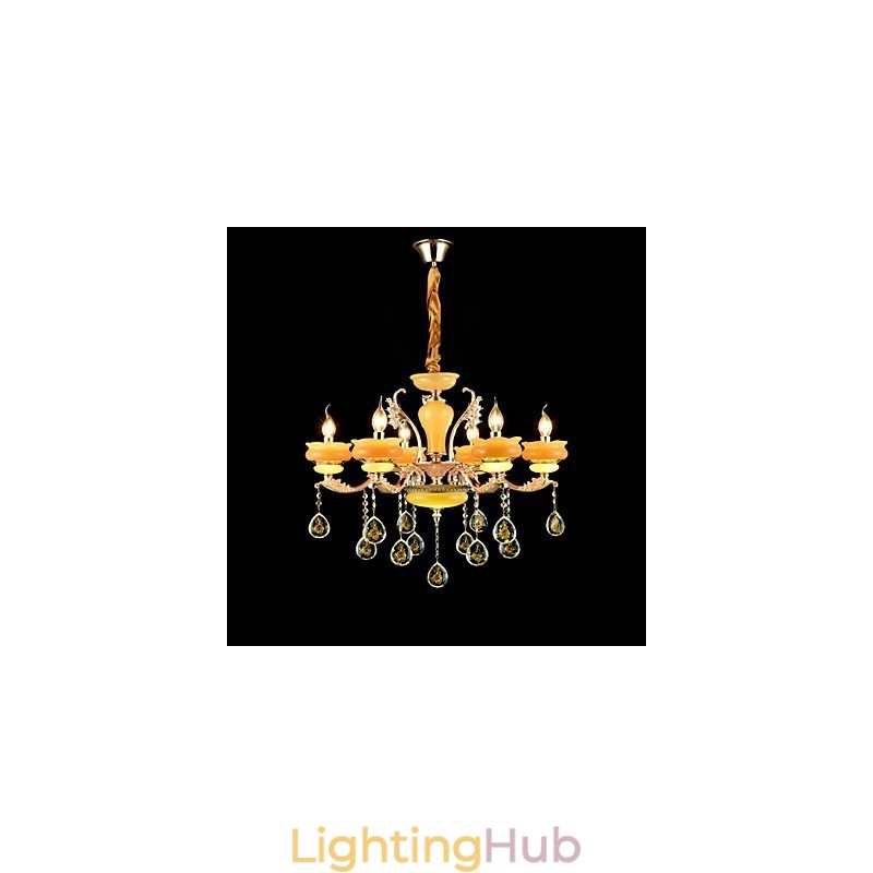 Traditional Classic Zinc Alloy Feature for Crystal Mini Style Metal 6 Bulbs Chandelier