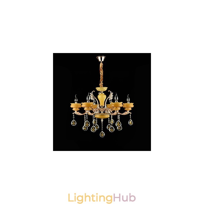 Traditional Classic Zinc Alloy Feature for Crystal Mini Style Metal 6 Bulbs Chandelier