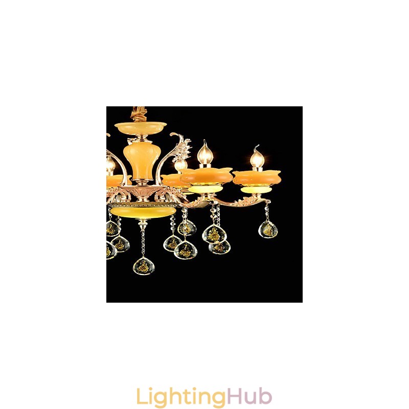 Traditional Classic Zinc Alloy Feature for Crystal Mini Style Metal 6 Bulbs Chandelier