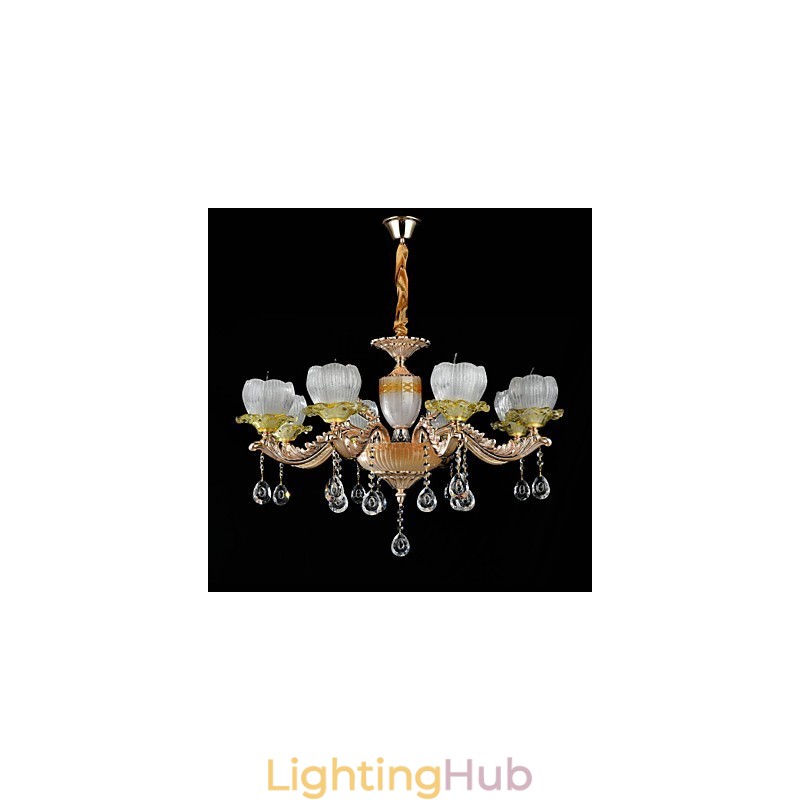 Traditional Classic Zinc Alloy Feature for Crystal Mini Style Metal 8 Bulbs Chandelier