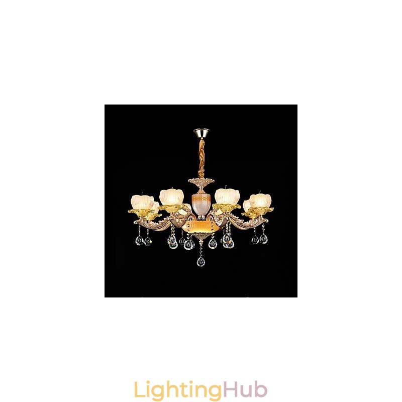 Traditional Classic Zinc Alloy Feature for Crystal Mini Style Metal 8 Bulbs Chandelier