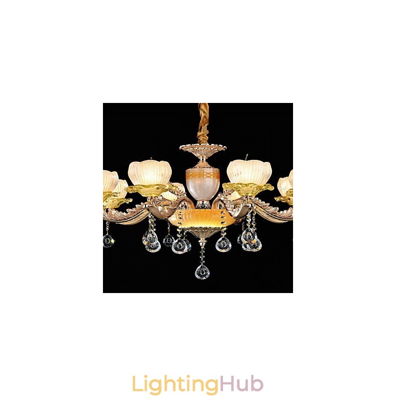 Traditional Classic Zinc Alloy Feature for Crystal Mini Style Metal 8 Bulbs Chandelier