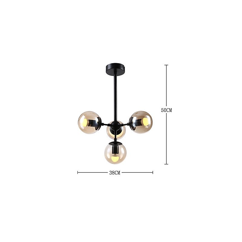 Four Light Post Modern Europe Style Modo Metal Glass Pendant Lamp the Foyer Decorate Industrial Chandelier Lamp