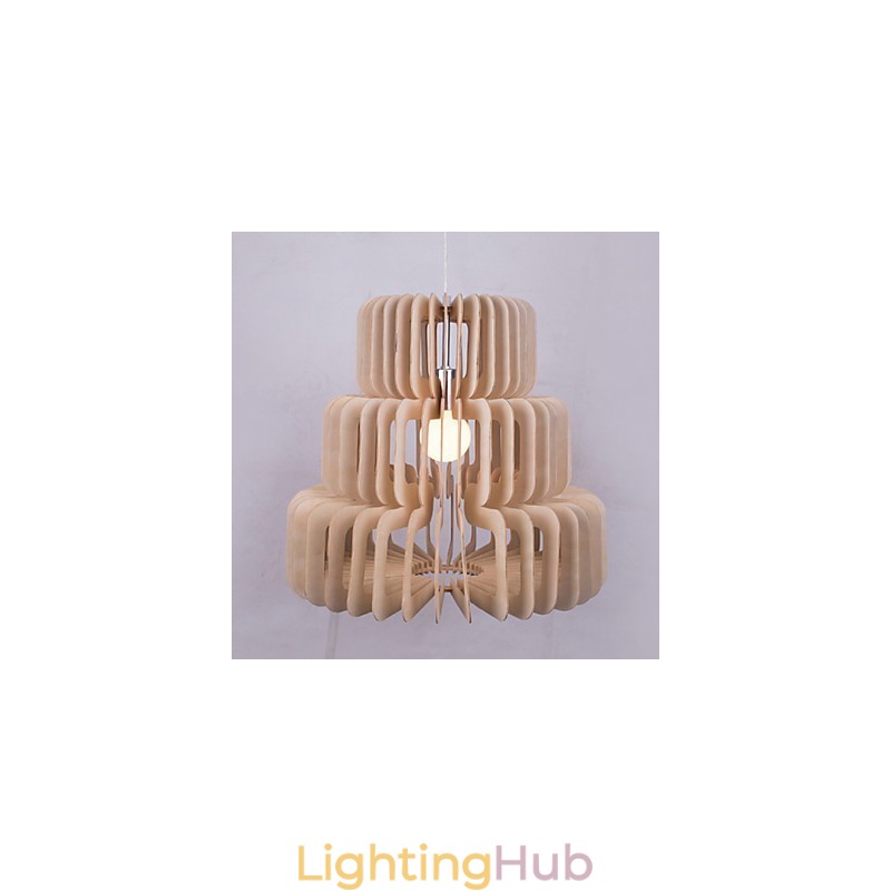 Vintage Three Layer Cake Wood Chandelier