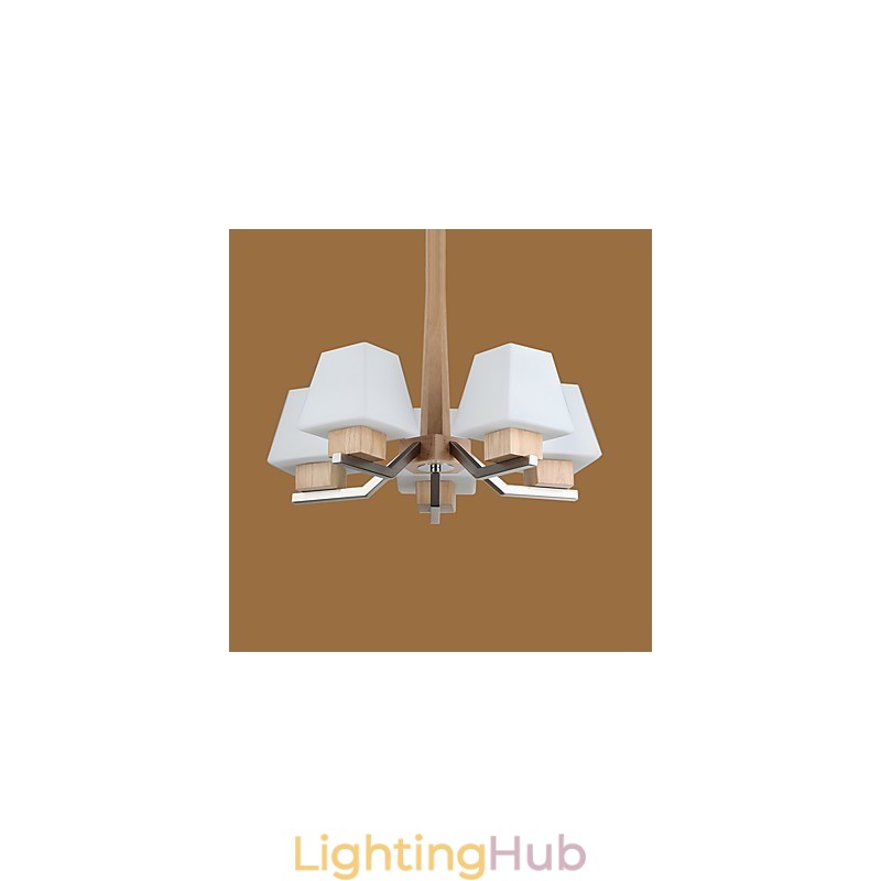 Modern Contemporary Electroplated Feature for Wood Bamboo Chandelier