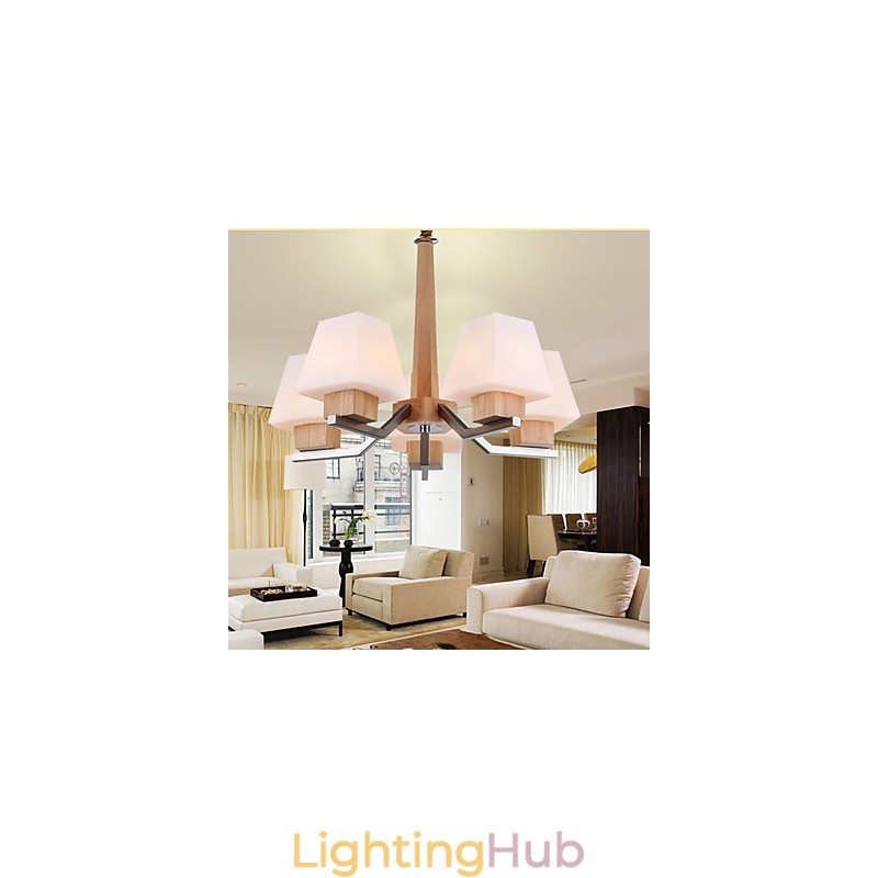 Modern Contemporary Electroplated Feature for Wood Bamboo Chandelier
