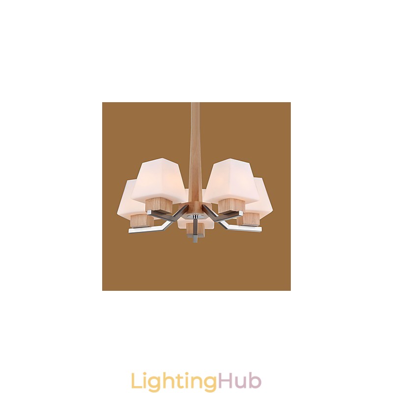 Modern Contemporary Electroplated Feature for Wood Bamboo Chandelier