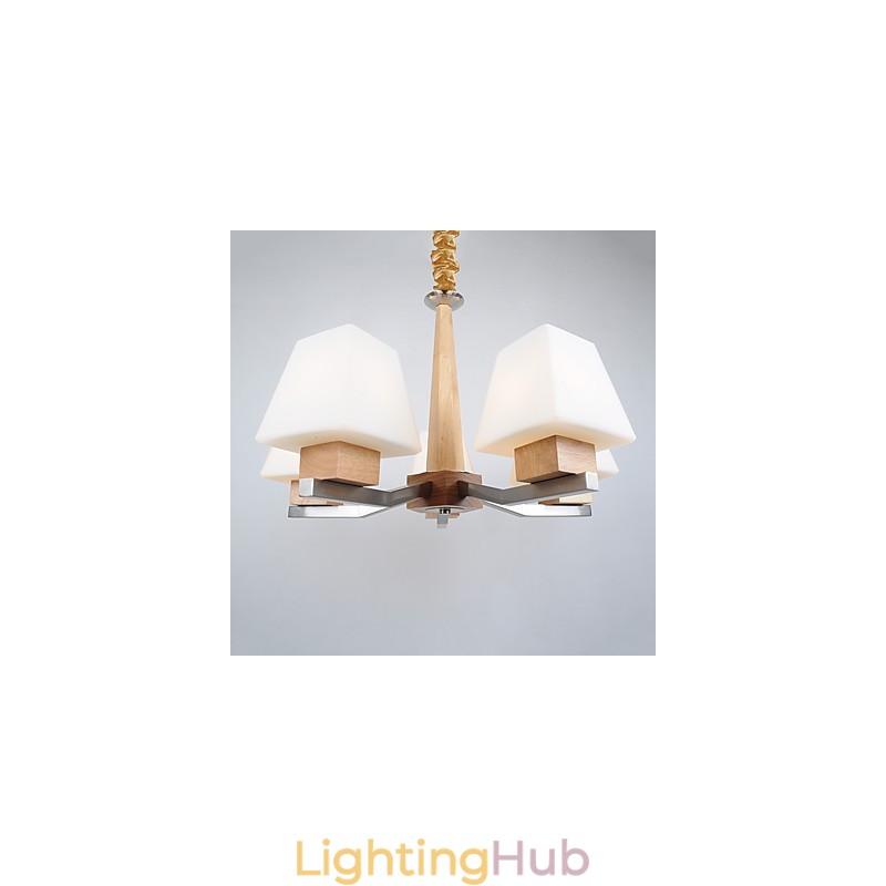 Modern Contemporary Electroplated Feature for Wood Bamboo Chandelier