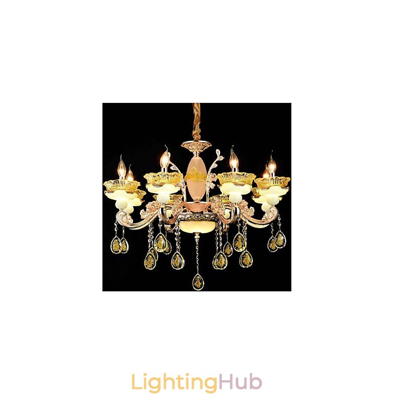 Traditional Classic Electroplated Feature for Crystal Mini Style Metal 8 Bulbs Chandelier