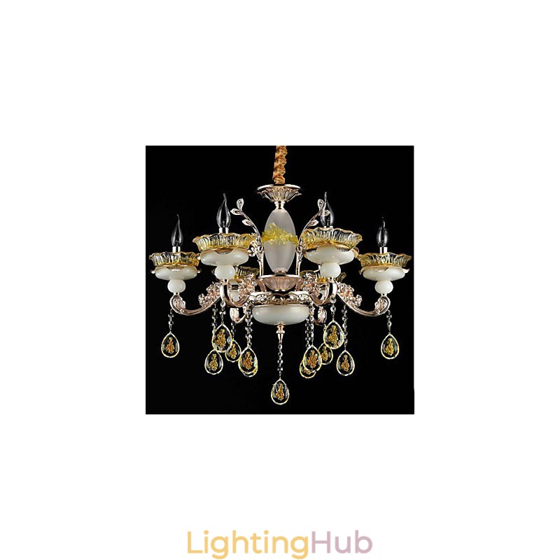 Traditional Classic Electroplated Feature for Crystal Mini Style Metal 8 Bulbs Chandelier