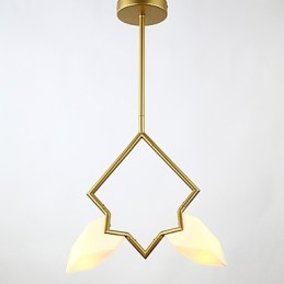 2 Light Post Modern Metal with Glass Peach Chandelier Lamp the Canteen Decorate Pendant Lamp