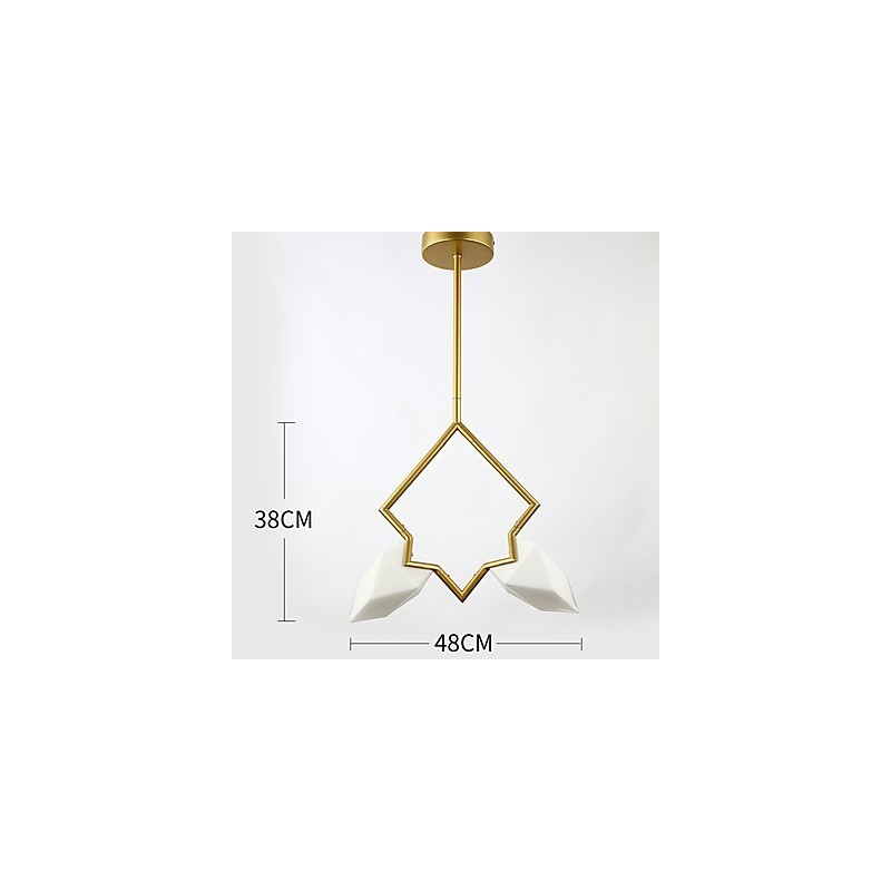 2 Light Post Modern Metal with Glass Peach Chandelier Lamp the Canteen Decorate Pendant Lamp