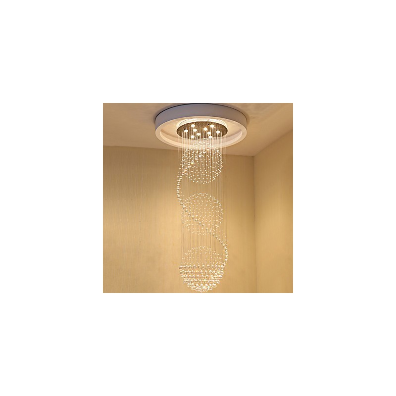10 Light 2.5 Meter Length Long Drop Rain Drop Teardrop Modern Crystal Ceiling Chandelier Indoor Pendant Light