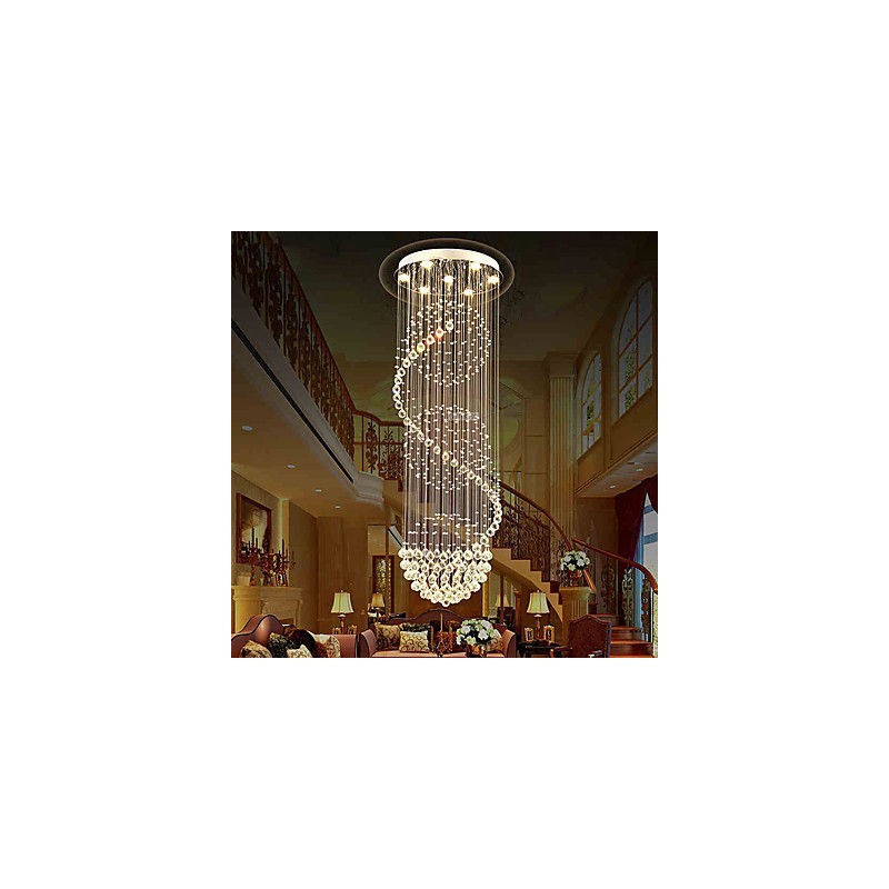 10 Light 2.5 Meter Length Long Drop Rain Drop Teardrop Modern Crystal Ceiling Chandelier Indoor Pendant Light