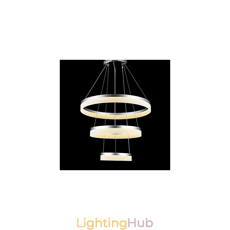 Round Chandelier Lights Lighting Modern Acrylic Lamps Luxurious Three Rings Ceiling Light Fixtures