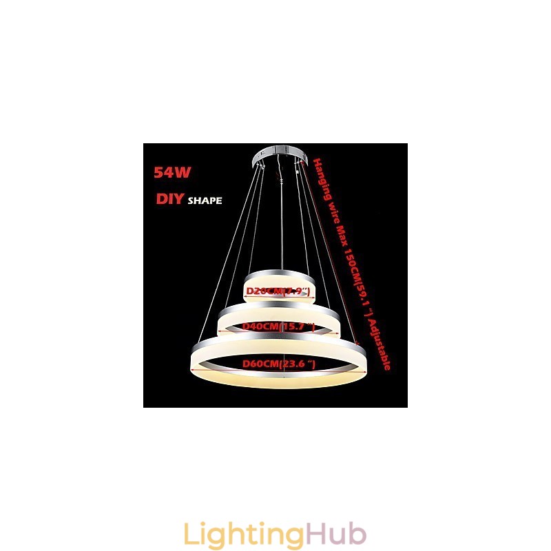 Round Chandelier Lights Lighting Modern Acrylic Lamps Luxurious Three Rings Ceiling Light Fixtures