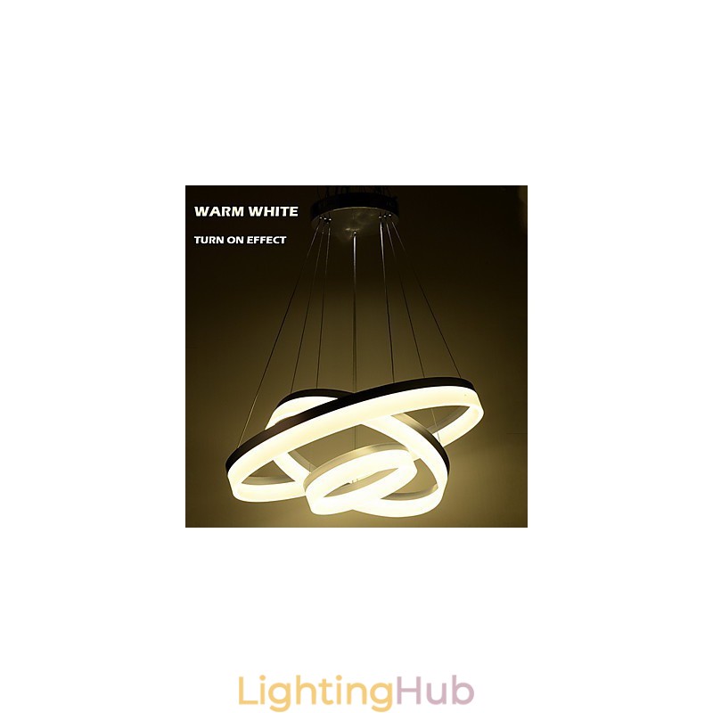 Round Chandelier Lights Lighting Modern Acrylic Lamps Luxurious Three Rings Ceiling Light Fixtures
