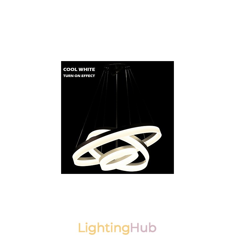 Round Chandelier Lights Lighting Modern Acrylic Lamps Luxurious Three Rings Ceiling Light Fixtures