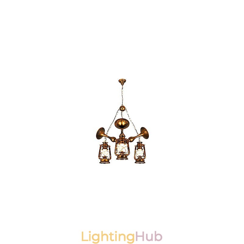 Rustic Lodge Vintage Retro Country Globe Painting Feature for Mini Style Designers Metal Chandelier