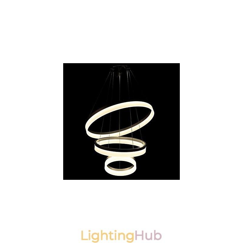Round Chandelier Lights Lighting Modern Acrylic Lamps Luxurious Three Rings Ceiling Light Fixtures