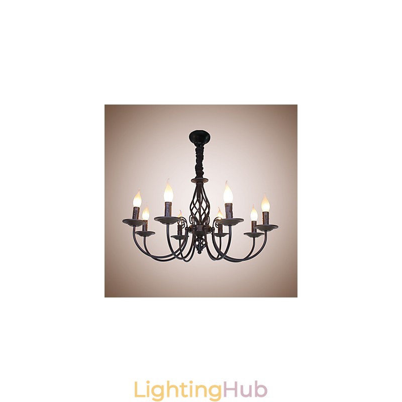 European Simple Iron Lamp Candle Lamp 8 Chandelier