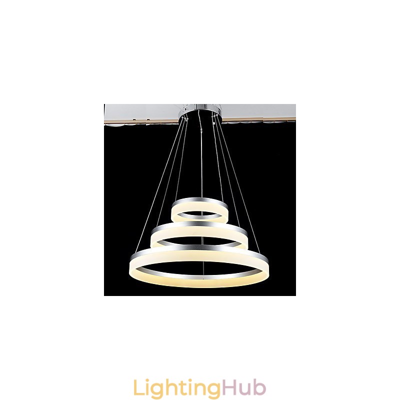 Round Chandelier Lights Lighting Modern Acrylic Lamps Luxurious Three Rings Ceiling Light Fixtures