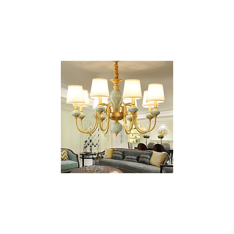 Chandelier Traditional Classic Country Brass Feature for Mini Style Metal 8 Bulbs