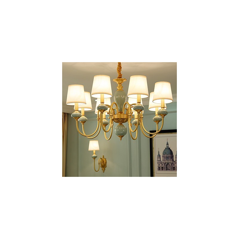 Chandelier Traditional Classic Country Brass Feature for Mini Style Metal 8 Bulbs