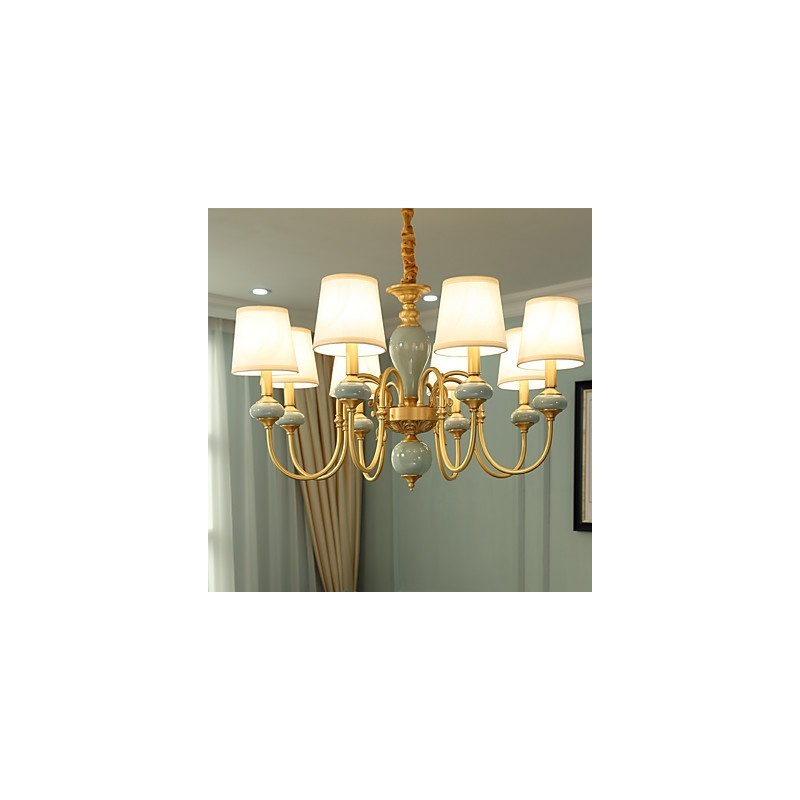 Chandelier Traditional Classic Country Brass Feature for Mini Style Metal 8 Bulbs