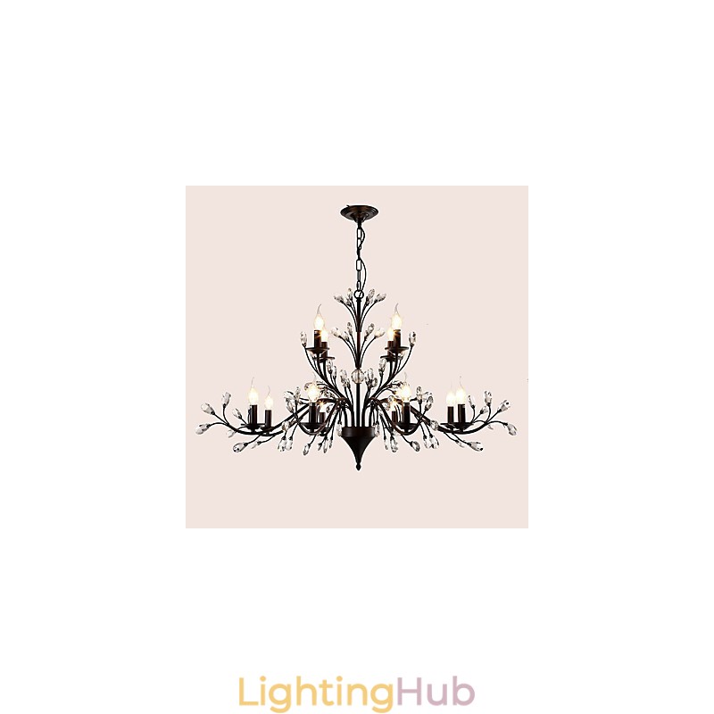 12 Lights Crystal Chandelier Modern Contemporary Traditional Classic Vintage Retro Country Painting Feature