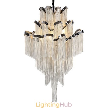 Aluminum Stream Chandelier Designer Pendant Light Silver Colour Spiral Staircase staircase